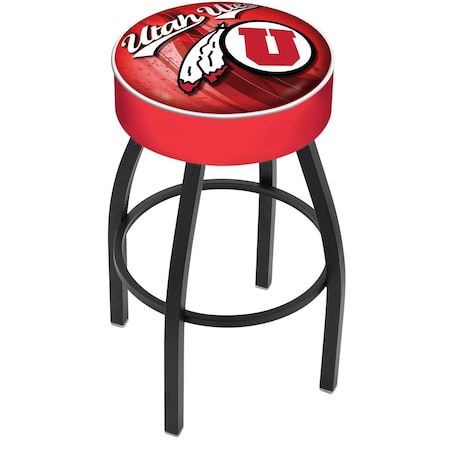 Holland Bar Stool Co 25" 4" Utah Cushion Seat, Blk Wrinkle Base Swivel Bar Stool L8B125UtahUn-D2